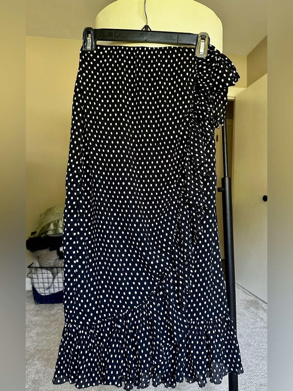 L’academie Black & White Polka Dot Wrap Skirt